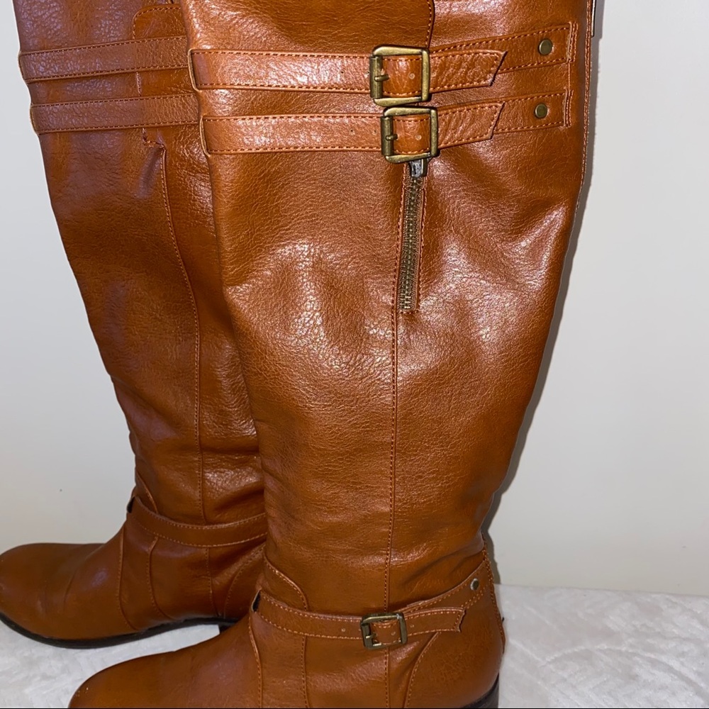 Dolce Vita Knee High Tall Tan Leather Boots 8 - Picture 6 of 10